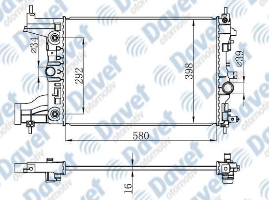 ORIS BOP544016 Motor Su Radyatoru Brazing Astra J 09>1.6 Cruze 09>1.6-1.8  Klimasiz 580×398x16  Otomatik Sanzuman ***